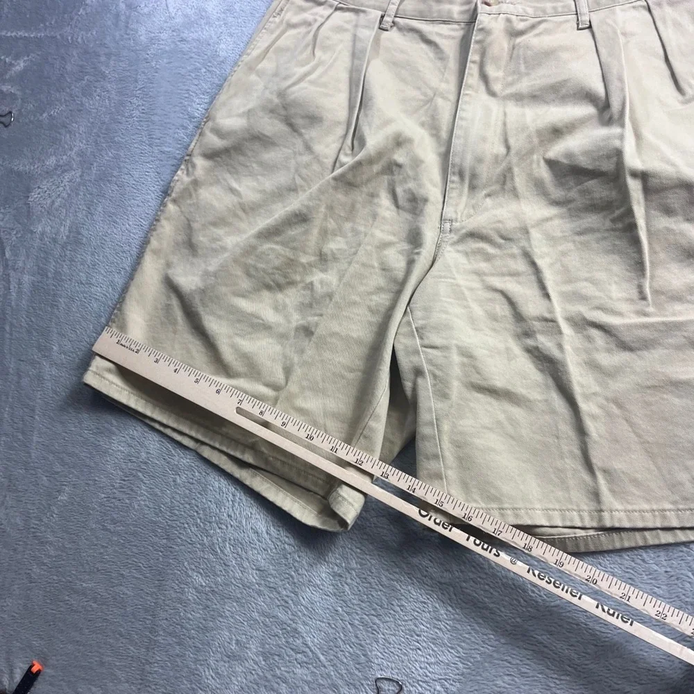 Polo Ralph Lauren Mens 36 Khaki Pleated Chino Shorts Tan 100% Cotton 7 In Inseam